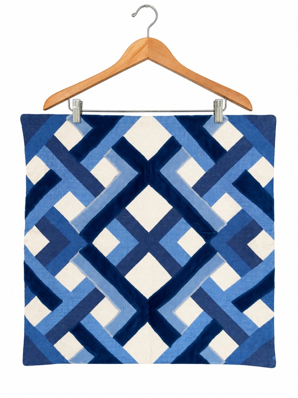 Williams Sonoma Home Blue Geometric Linen Velvet Pillow Cover 20x22